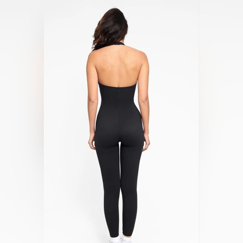 NWT Popilush Shapewear Body-Sculpting Halter Neck Jumpsuit Medium Black - Picture 2 of 16